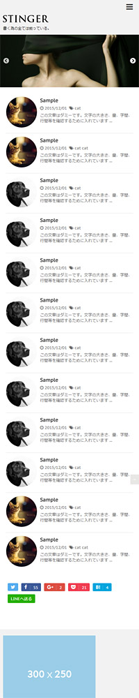 STINGER（スティンガー）　スマホ画面